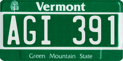 VT license plate AGI391