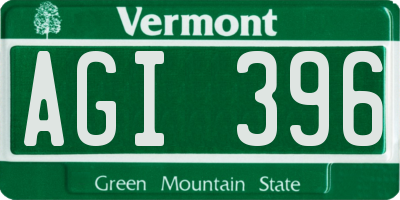 VT license plate AGI396