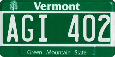 VT license plate AGI402