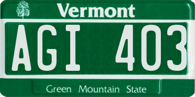 VT license plate AGI403