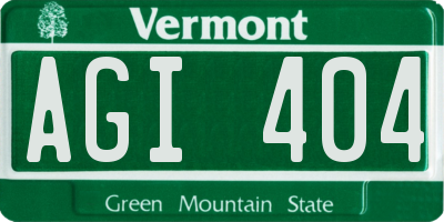 VT license plate AGI404