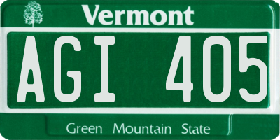 VT license plate AGI405