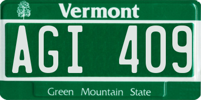 VT license plate AGI409