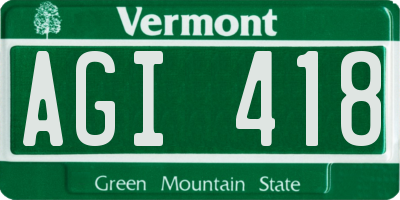 VT license plate AGI418