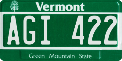 VT license plate AGI422
