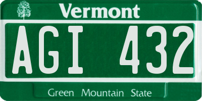 VT license plate AGI432
