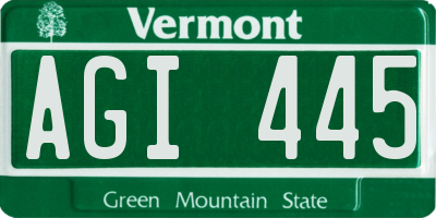 VT license plate AGI445