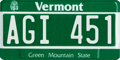 VT license plate AGI451