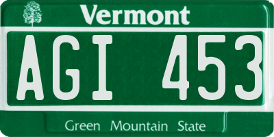 VT license plate AGI453