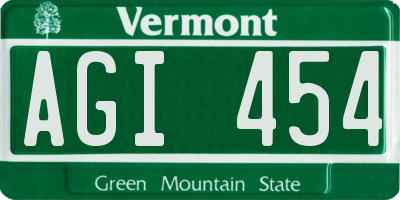 VT license plate AGI454