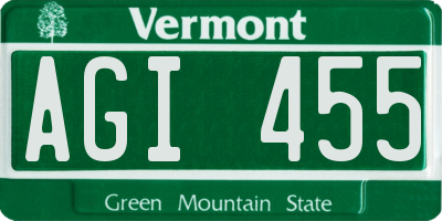 VT license plate AGI455