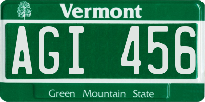 VT license plate AGI456
