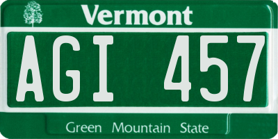 VT license plate AGI457
