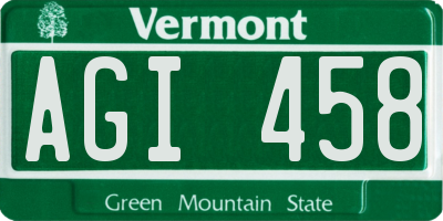 VT license plate AGI458