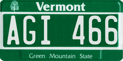 VT license plate AGI466