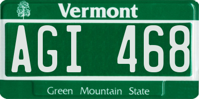 VT license plate AGI468