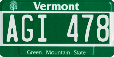 VT license plate AGI478