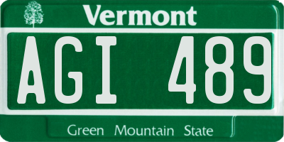 VT license plate AGI489