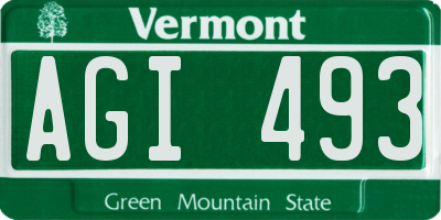 VT license plate AGI493