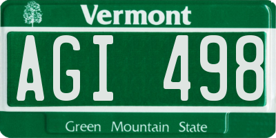 VT license plate AGI498