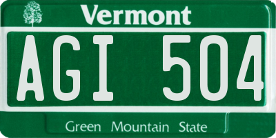 VT license plate AGI504