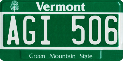 VT license plate AGI506