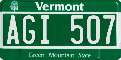 VT license plate AGI507