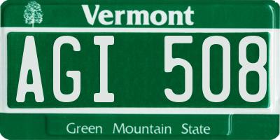 VT license plate AGI508