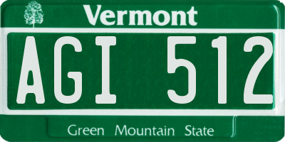 VT license plate AGI512