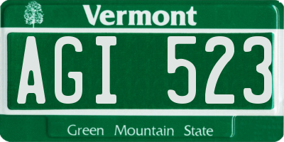 VT license plate AGI523
