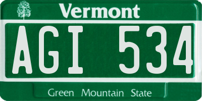VT license plate AGI534