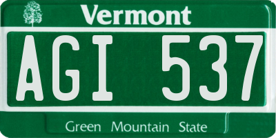 VT license plate AGI537