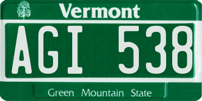 VT license plate AGI538