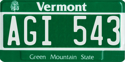 VT license plate AGI543