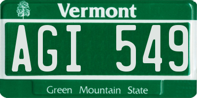 VT license plate AGI549