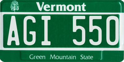 VT license plate AGI550