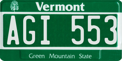 VT license plate AGI553
