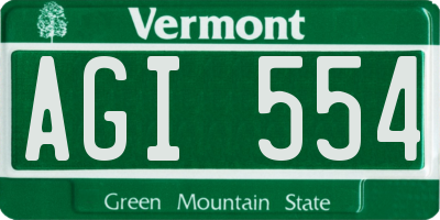 VT license plate AGI554