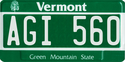 VT license plate AGI560