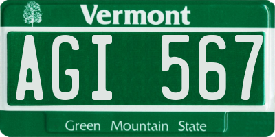 VT license plate AGI567