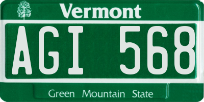 VT license plate AGI568