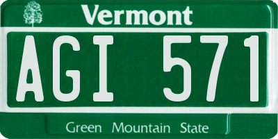VT license plate AGI571