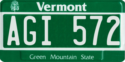 VT license plate AGI572