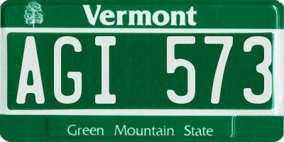 VT license plate AGI573
