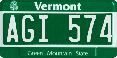 VT license plate AGI574