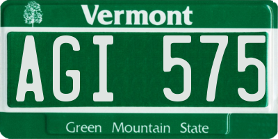 VT license plate AGI575