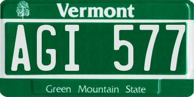 VT license plate AGI577