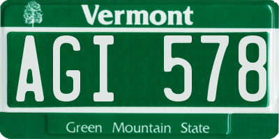VT license plate AGI578