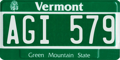 VT license plate AGI579