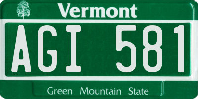 VT license plate AGI581